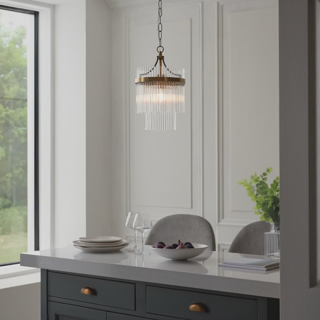 112572 Endon Marietta Single Pendant — Antique Brass & Clear Glass