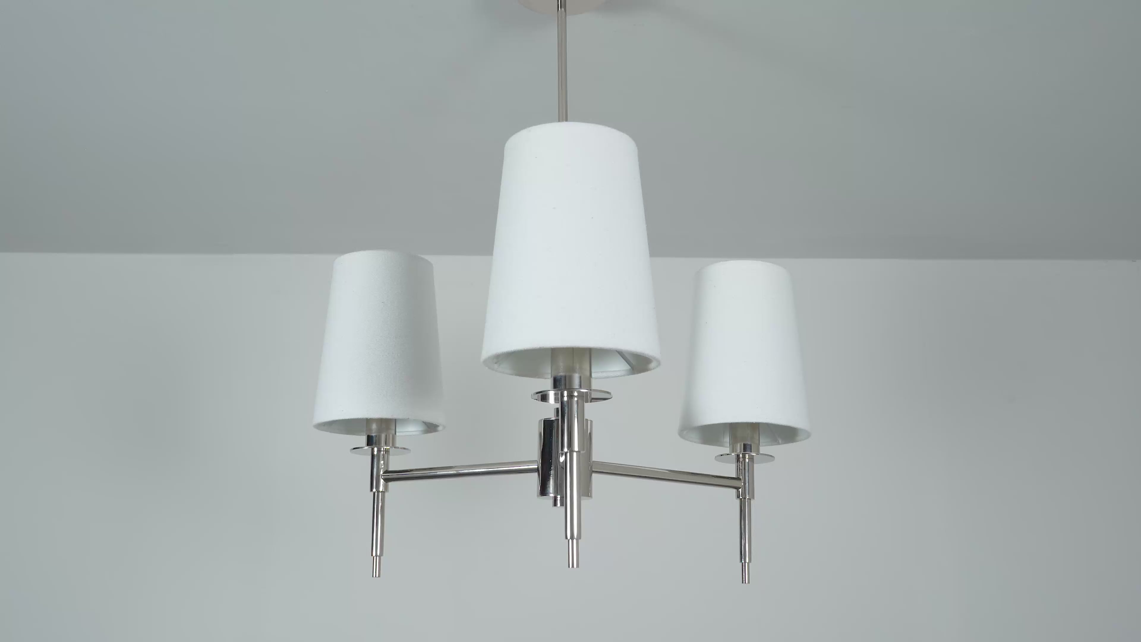 99455 3 Light Pendant Bright Nickel Plate & Vintage White Fabric