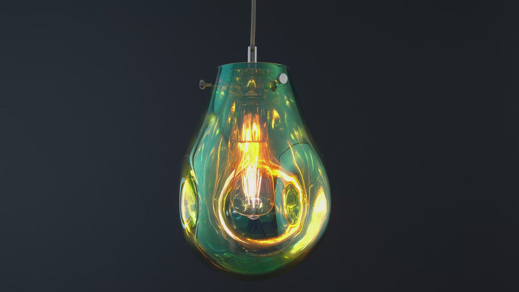 99517 1 Light Pendant Petrol Metallic Glass & Chrome Plate