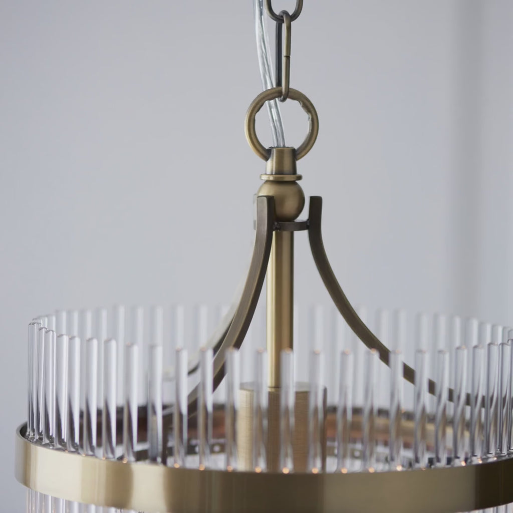 112572 Endon Marietta Single Pendant — Antique Brass & Clear Glass