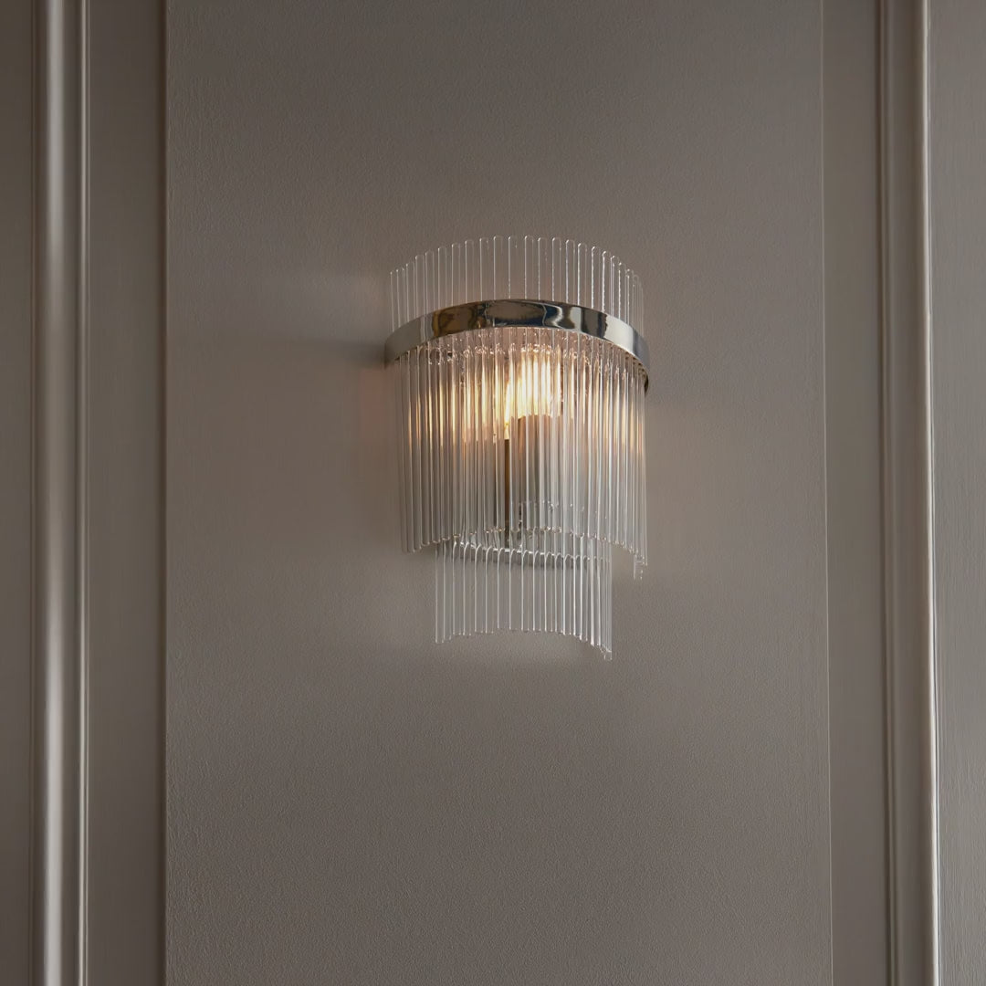 104114 Endon Marietta 1 Light Indoor Wall Light — Bright Nickel & Clear Glass