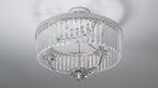 90264 3 Light Semi Flush Ceiling Light Bright Nickel Plate & Clear Cut Glass