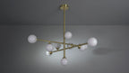 106754 10 Light Pendant Satin Brass Plate & Gloss White Glass