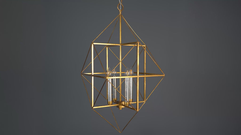 80228 4 Light Pendant Antique Gold & Silver Leaf