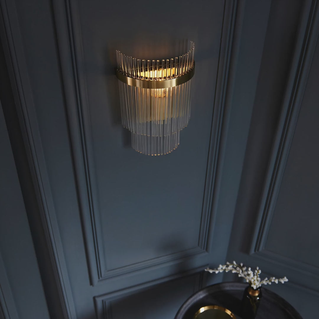99168 Endon Marietta 1 Light Indoor Wall Light — Antique Brass & Clear Glass