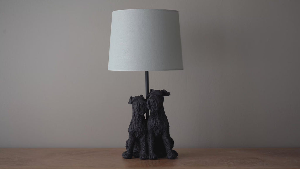 106794 Schnauzer 1 Light Table Lamp Matt Black And Natural Linen