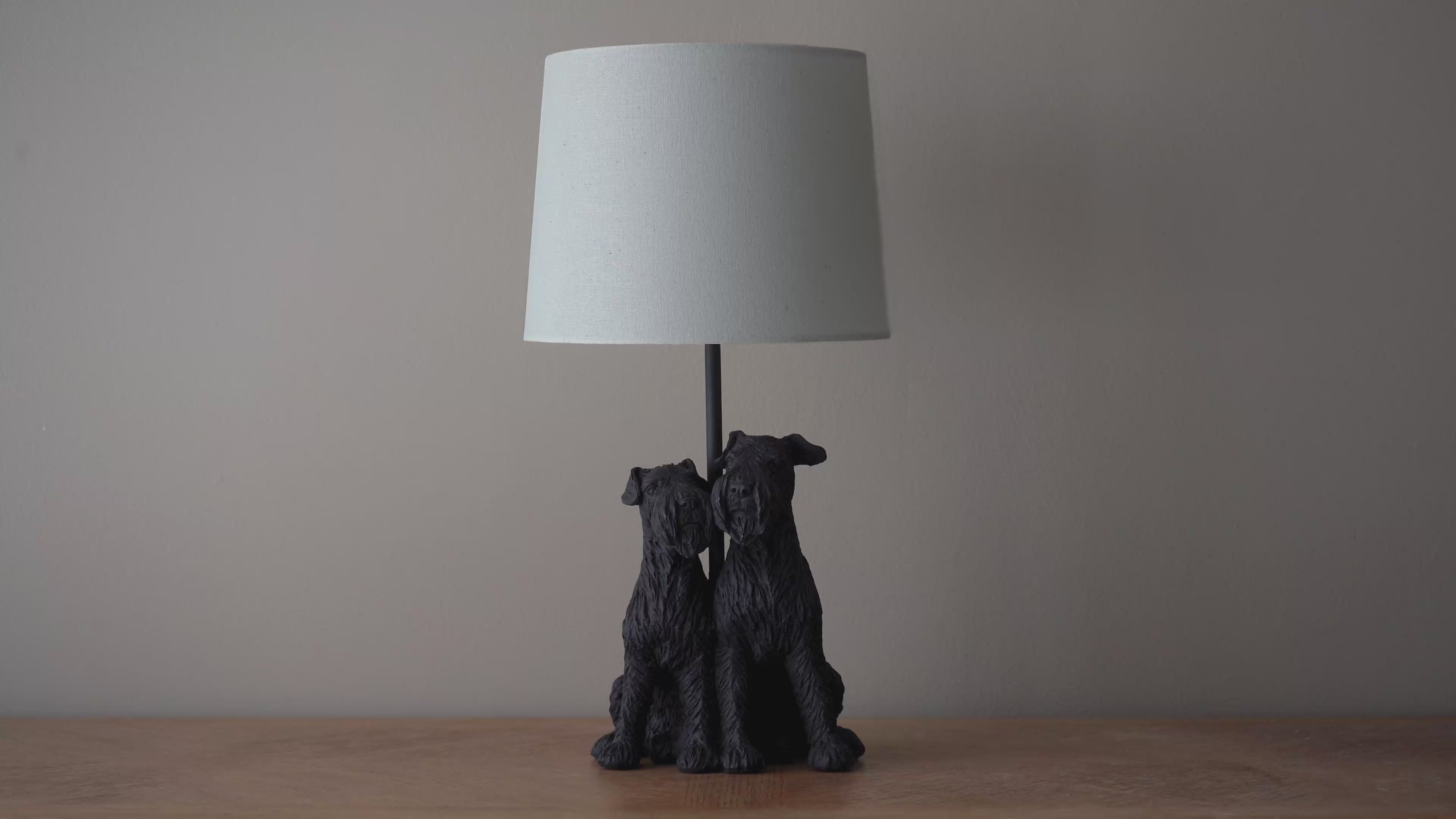 106794 Schnauzer 1 Light Table Lamp Matt Black And Natural Linen