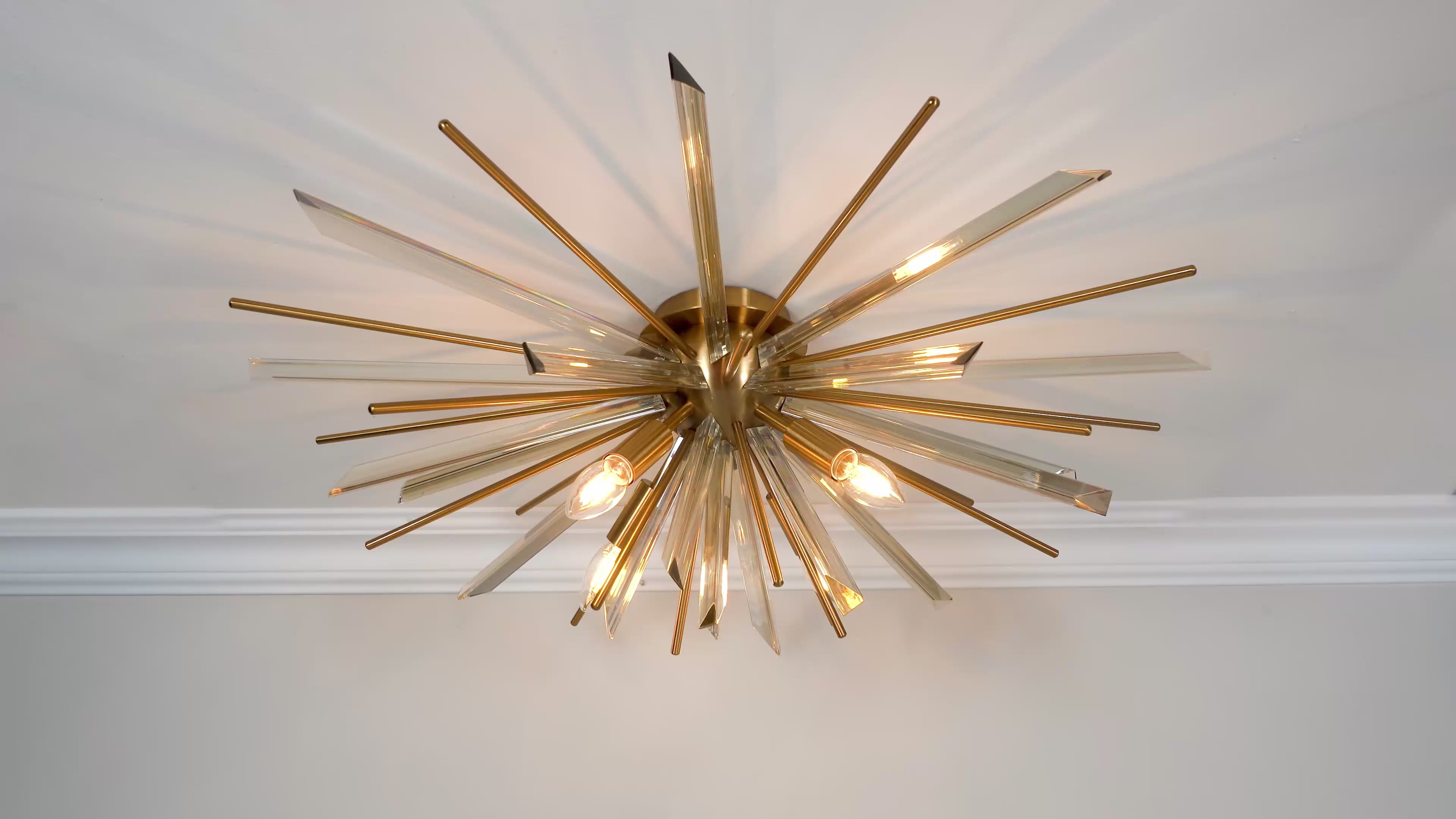 81937 4 Light Flush Ceiling Light Antique Brass Plate With Champagne Glass