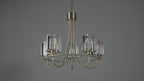 107802 Berenice 5 Light Pendant Antique Brass Plate And Clear Glass