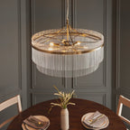 112574 Endon Marietta Grand 7 Light Pendant — Antique Brass & Clear Glass