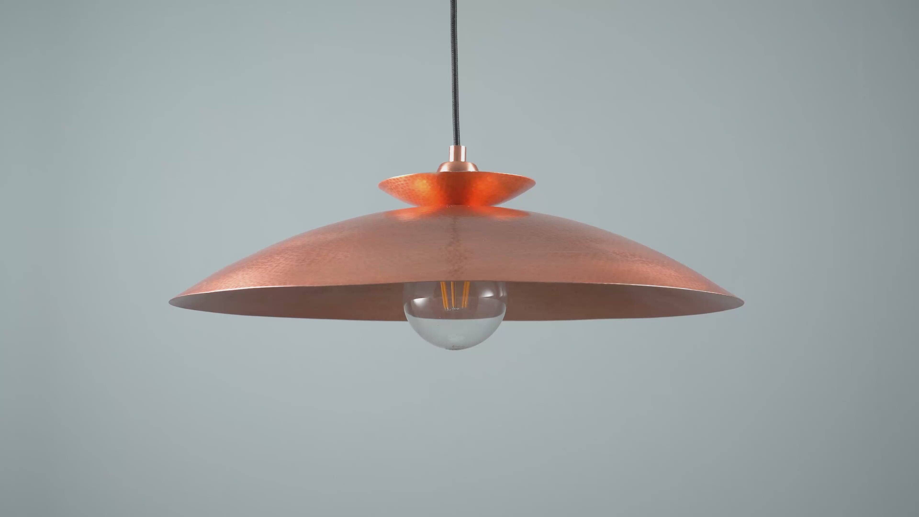 104010 Pendant 1 Light Hammered Copper And Copper Plate