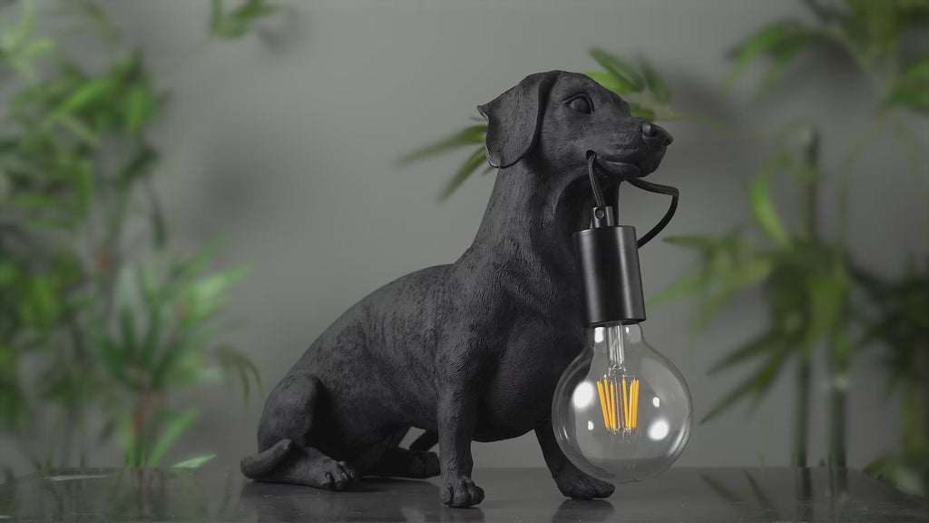 101188 Dog Table Lamp 1 Light Matt Black