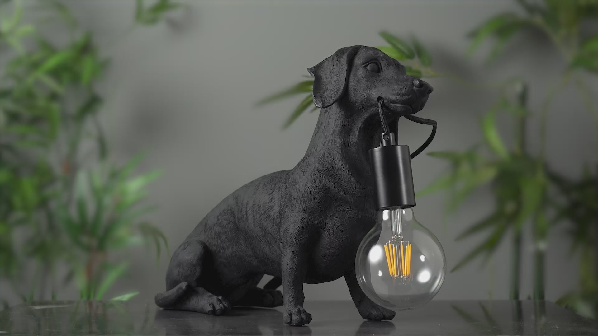 101188 Dog Table Lamp 1 Light Matt Black