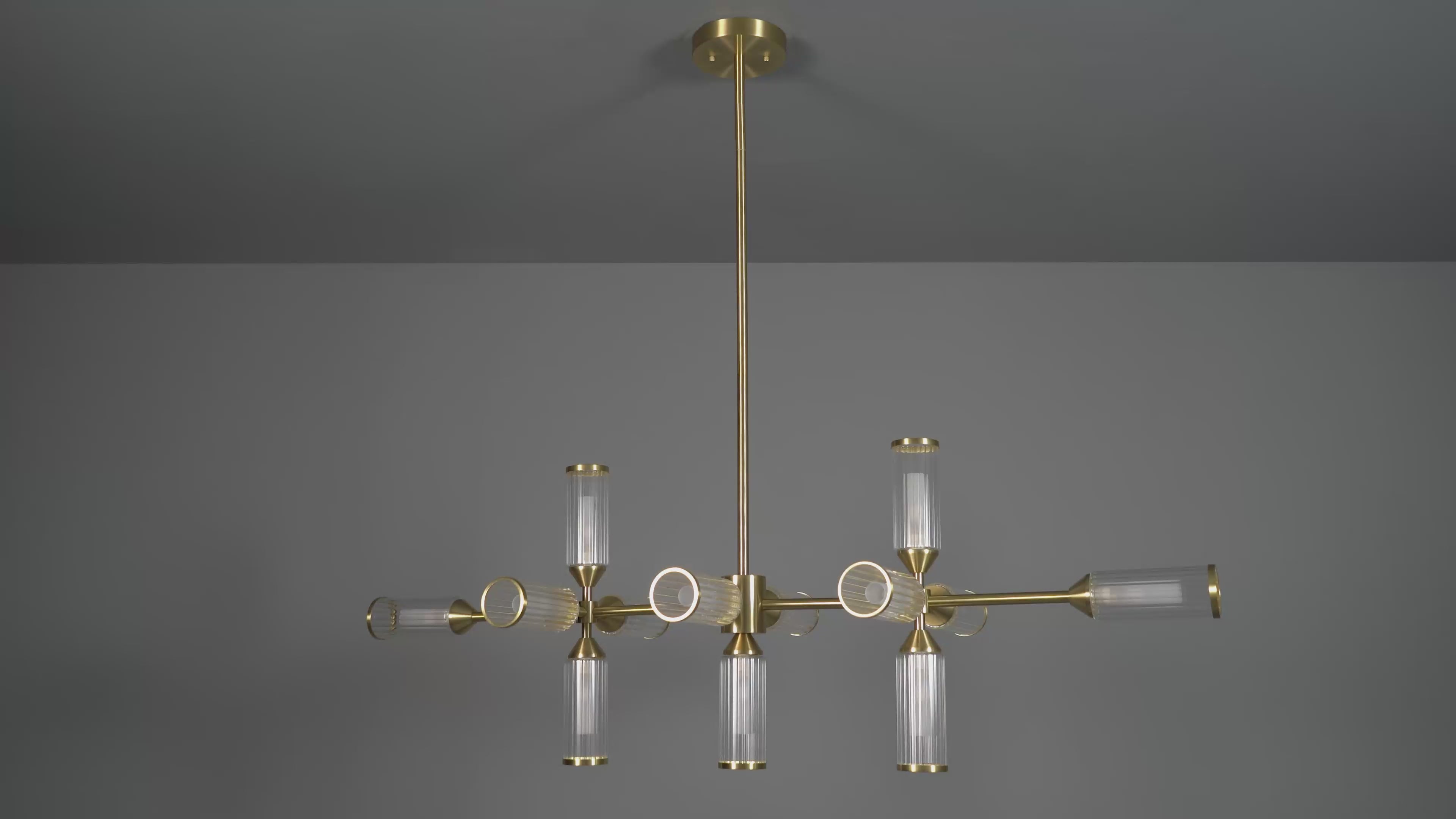 106259 Pendant 13 Light Satin Brass Plate With Clear And Frosted Glass