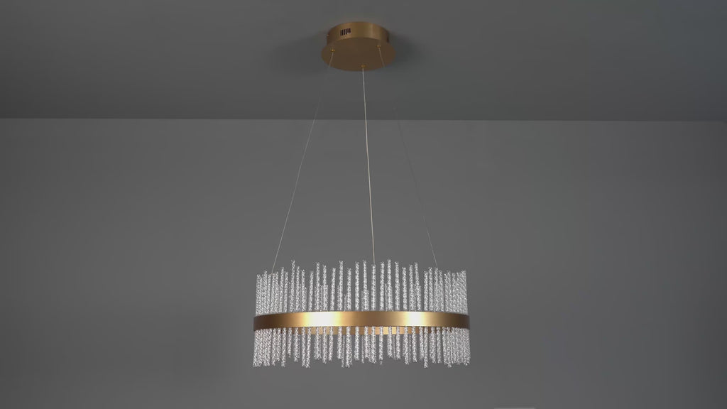 107671 Monte Carlo Pendant LED Light Brushed Gold Plated Finish And Clear Glass