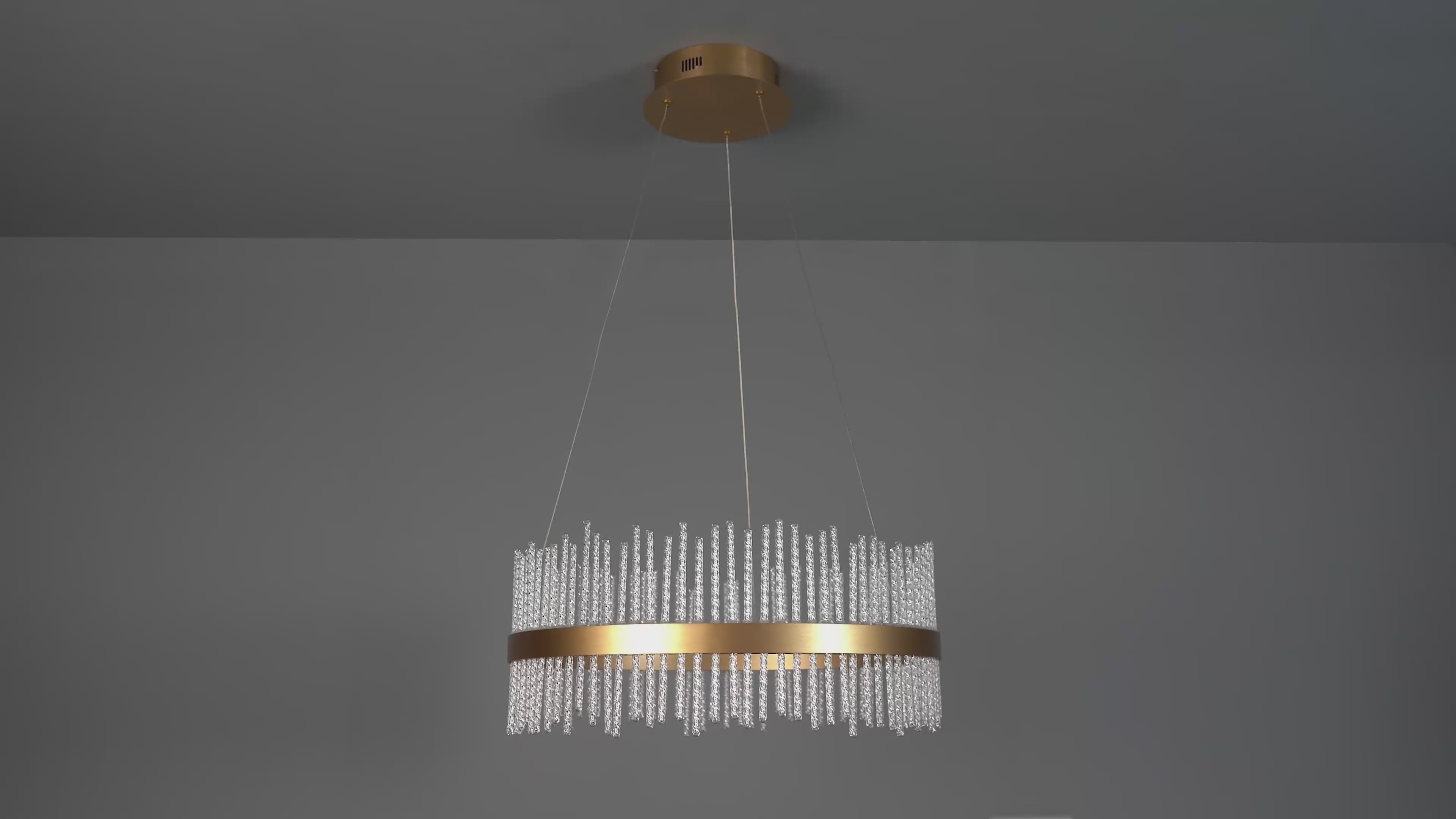 107671 Monte Carlo Pendant LED Light Brushed Gold Plated Finish And Clear Glass