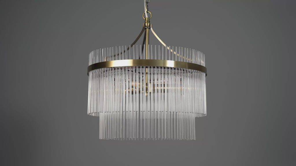 99167 Endon Marietta 3 Light Pendant — Antique Brass & Clear Glass