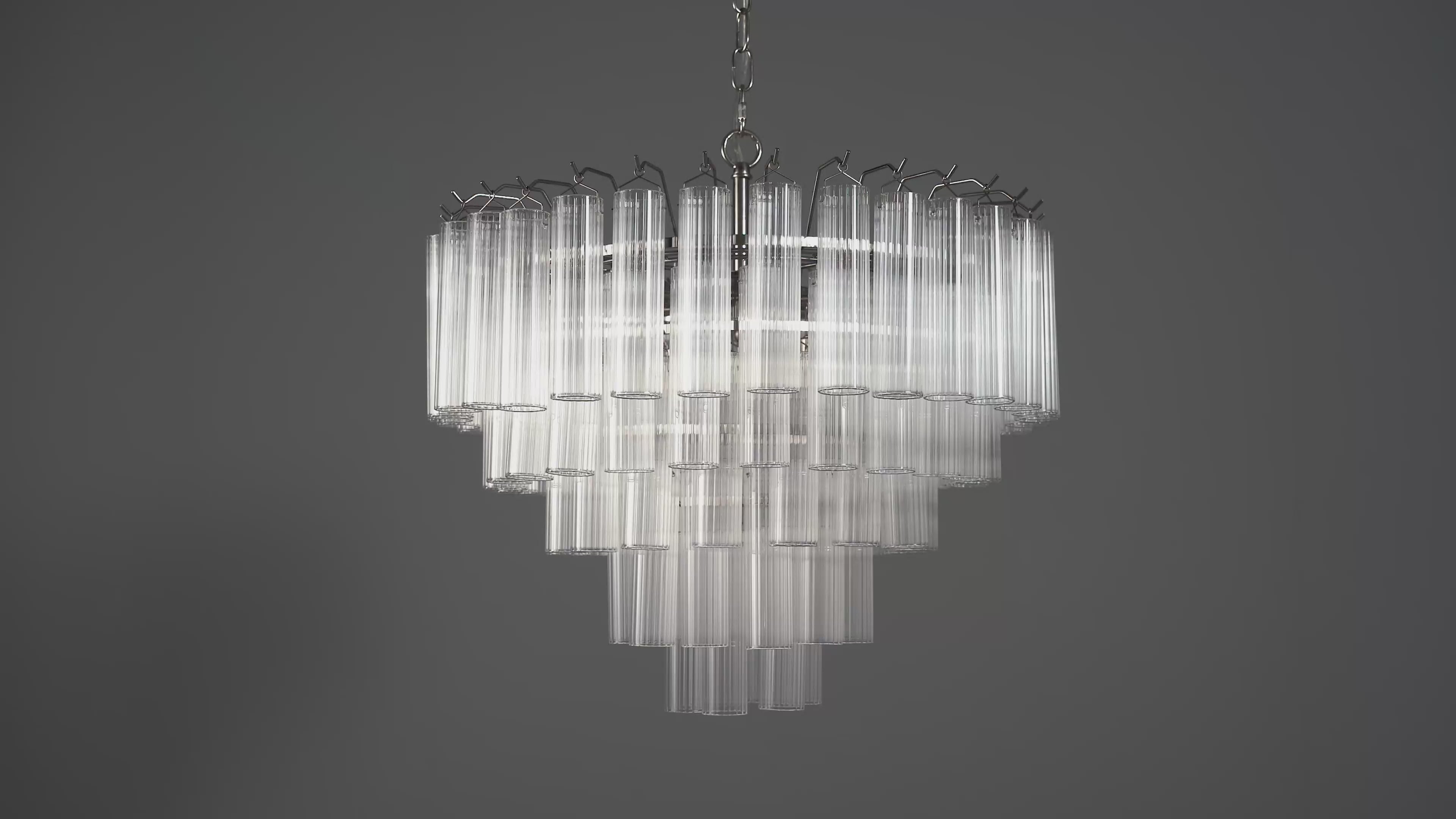 104090 Toulouse 12 Light Pendant Bright Nickel Plate And Clear Ribbed Glass