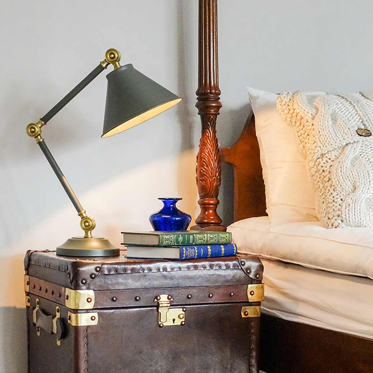 PV-ELEMENT-GAB Provence Element 1 Light Mini Table Lamp Dark Grey/Aged Brass