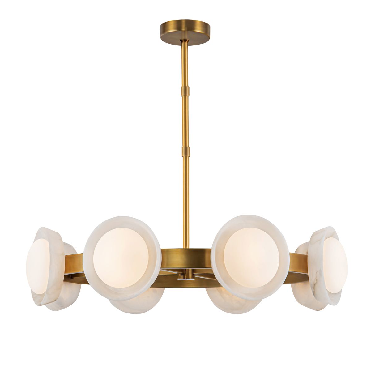 QN-ALONSO8-VBS-AR Alonso 8 Light LED Chandelier Pendant Vintage Brass
