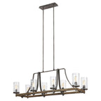 QN-ANGELO8-ISLE Angelo 8 Light Isle Bar Pendant Distressed Weathered Oak & Slate Grey Metal