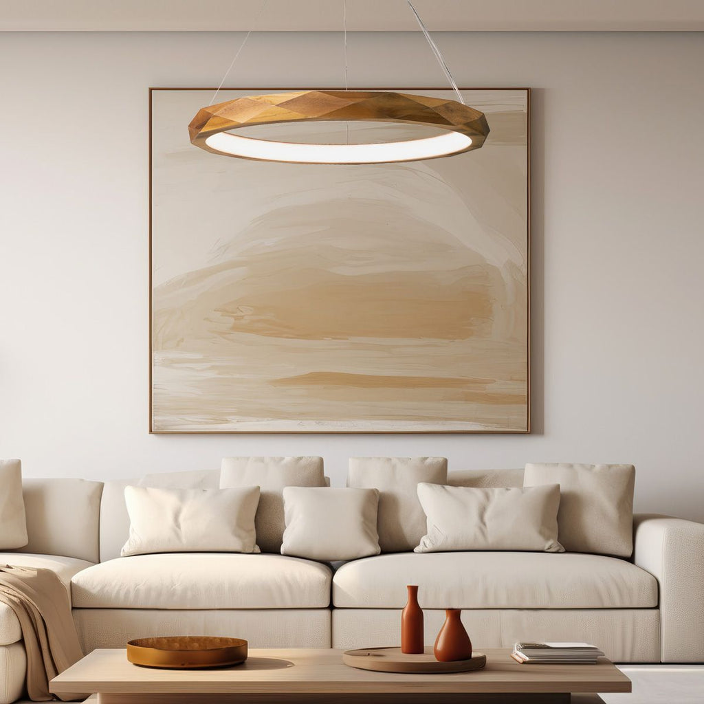 QN-ANGULAR-RING-LED-80-TEAK Angular LED Pendant Light Teak