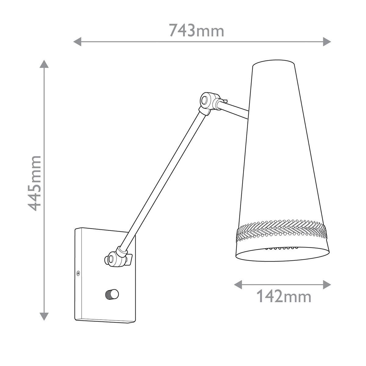 QN-BRICKELL-1WB-MBHL Brickell 1 Light Adjustable Wall Light Matte Black