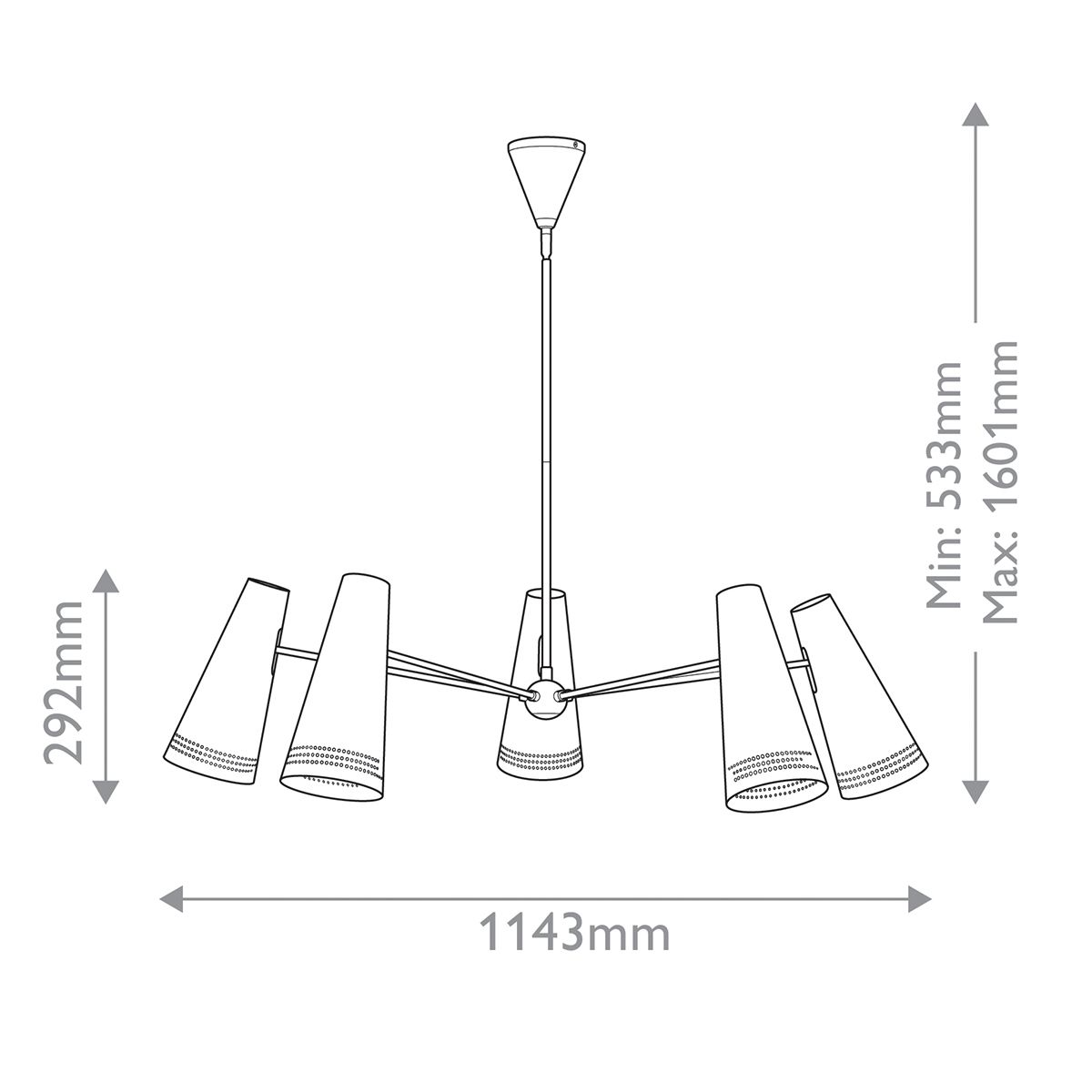 QN-BRICKELL5-MBHL Brickell 5 Light Chandelier Matte Black