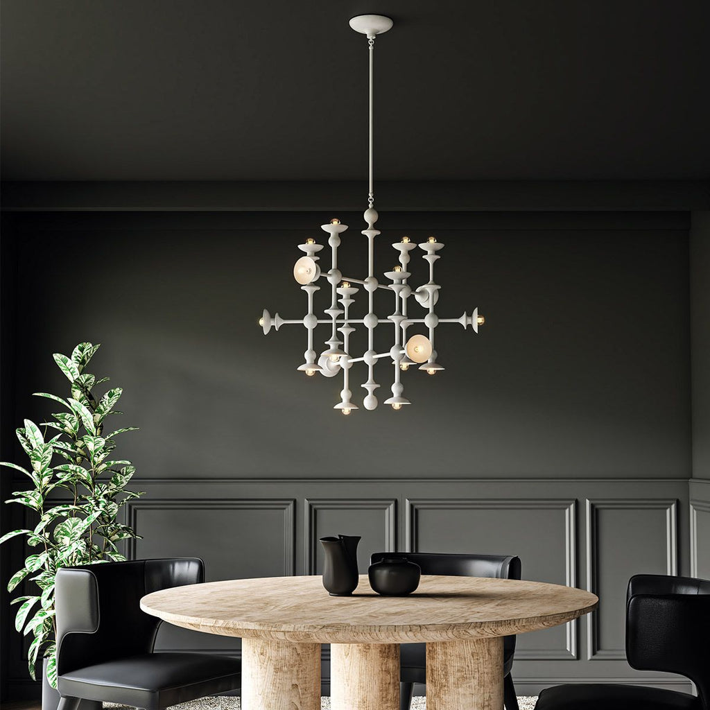 QN-CADENCE18-WHT Cadence 18 Light Chandelier Antique White