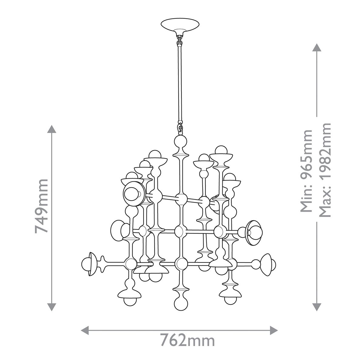 QN-CADENCE18-WHT Cadence 18 Light Chandelier Antique White