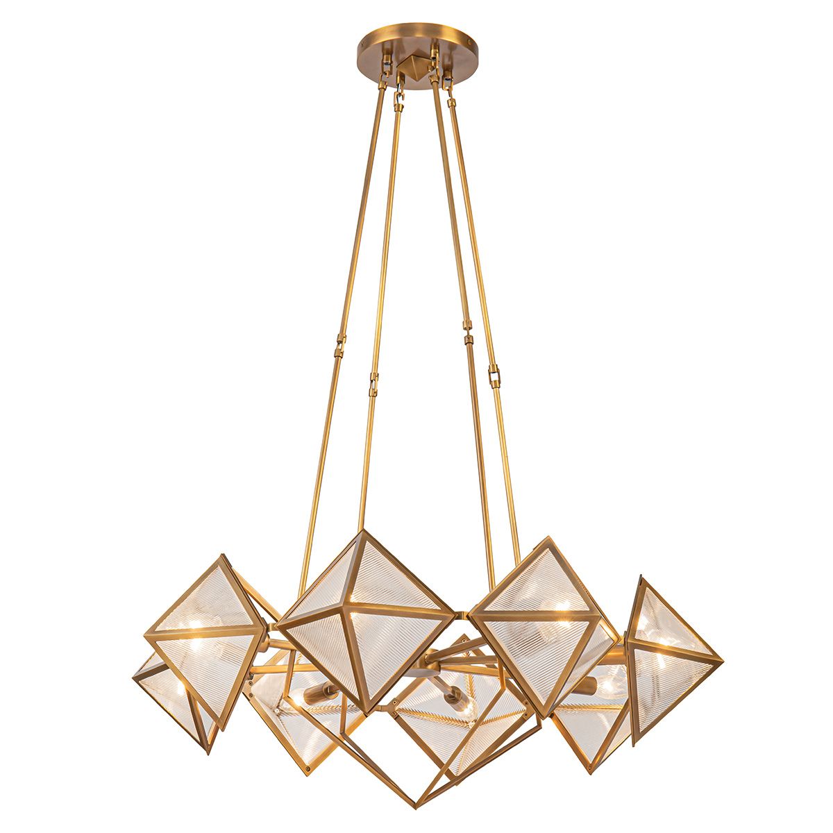 QN-CAIRO8-VBS-CR Cairo 8 Light Chandelier Vintage Brass