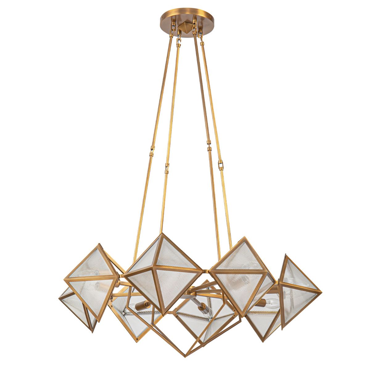 QN-CAIRO8-VBS-CR Cairo 8 Light Chandelier Vintage Brass