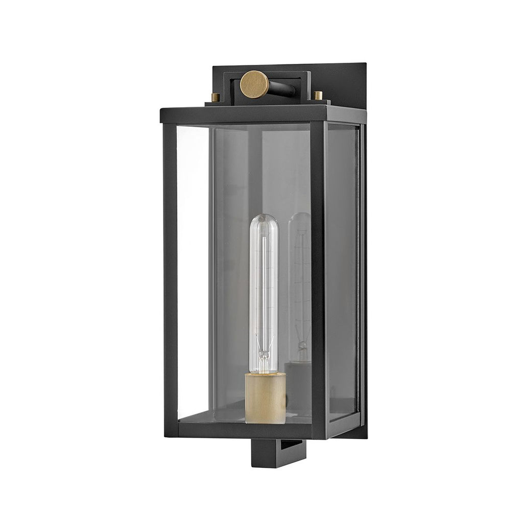 QN-CATALINA-M Catalina 1 Light Outdoor Medium Wall Lantern Black with Burnished Bronze accents