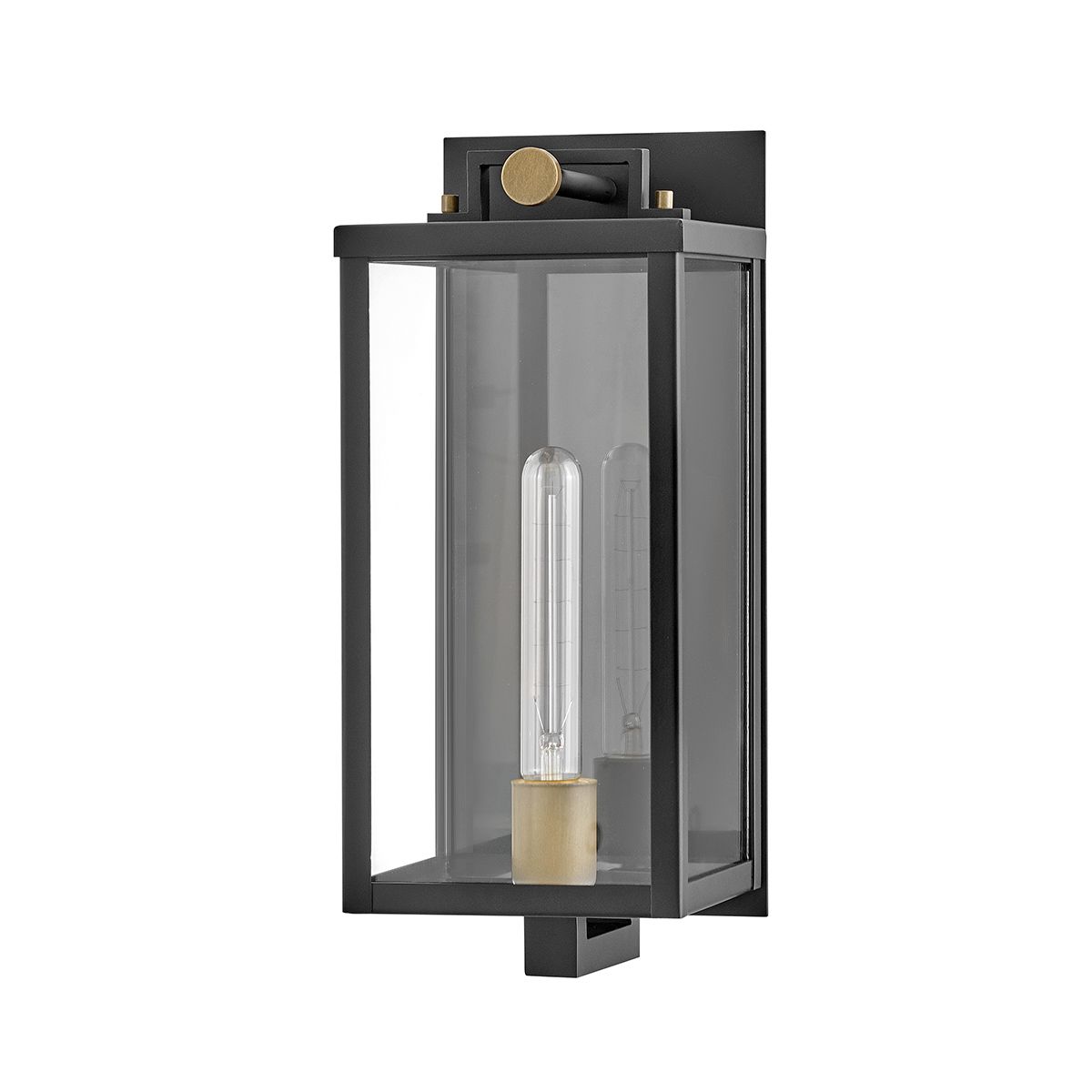 QN-CATALINA-M Catalina 1 Light Outdoor Medium Wall Lantern Black with Burnished Bronze accents