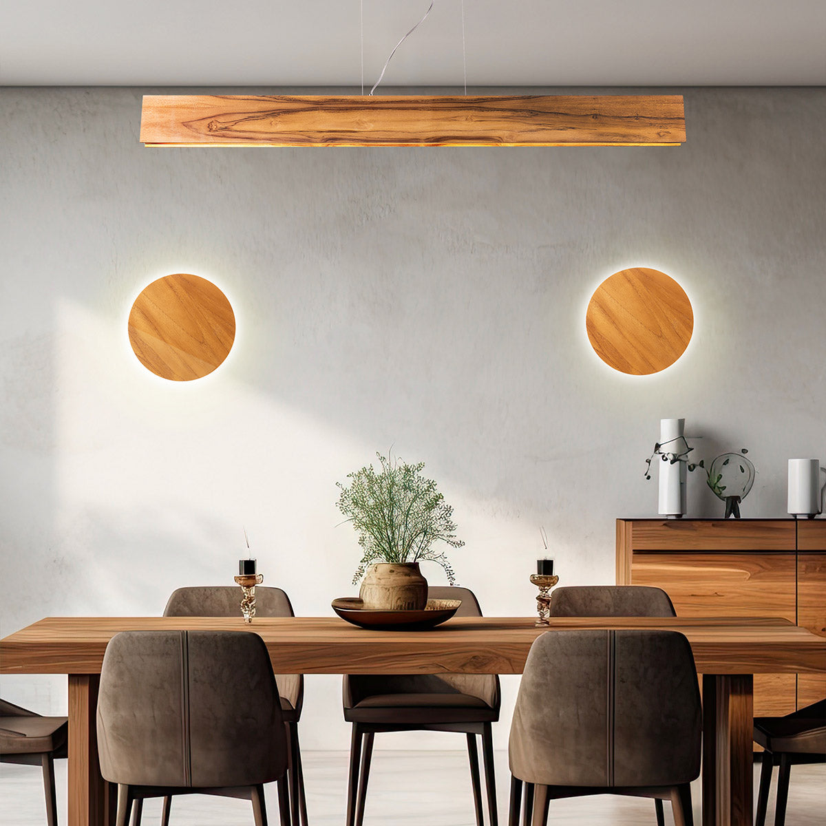 QN-CLEAN-LED-LP-127-TEAK Clean LED Pendant Teak