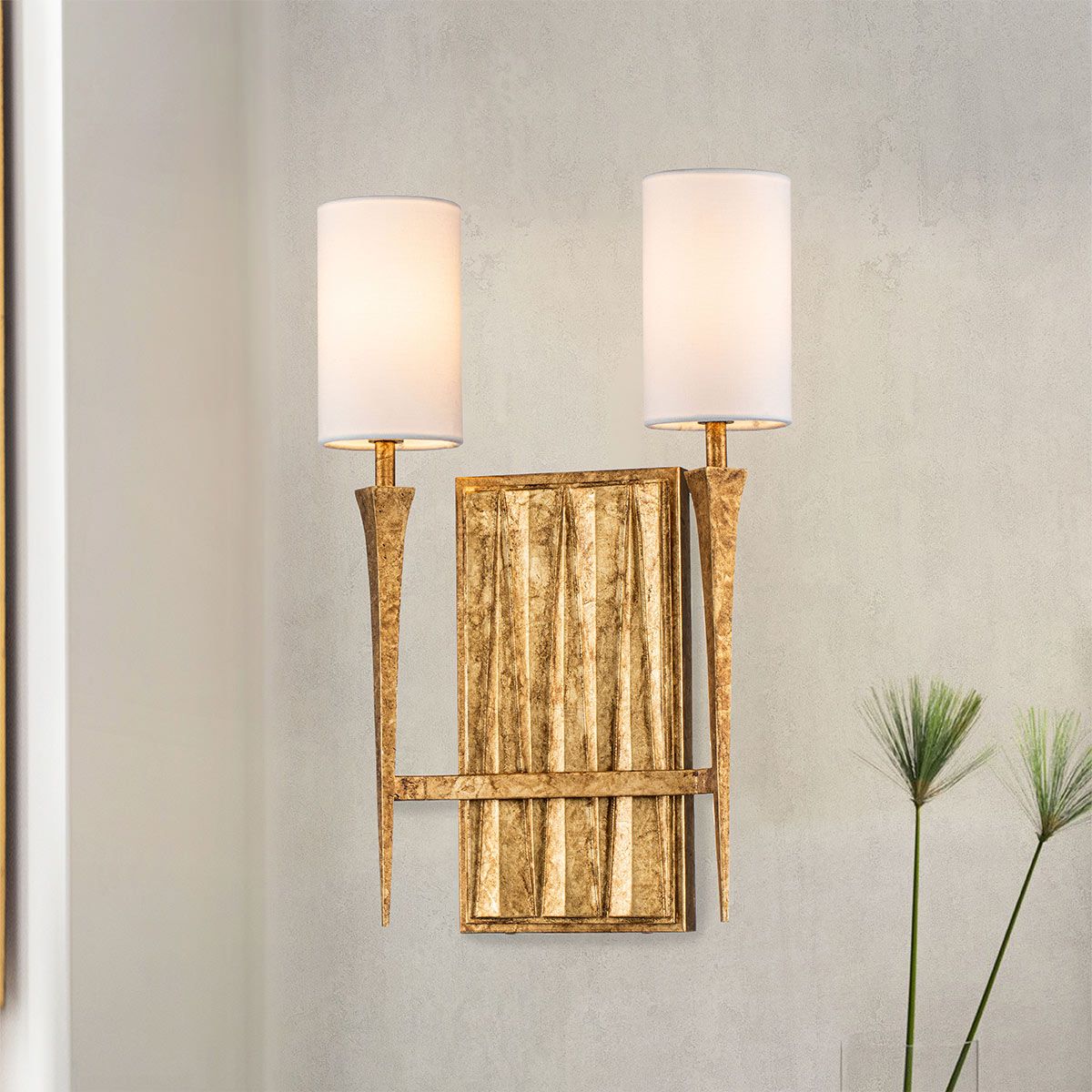 QN-CREST-2WB-DG Crest 2 Light Wall Light Gold Leaf