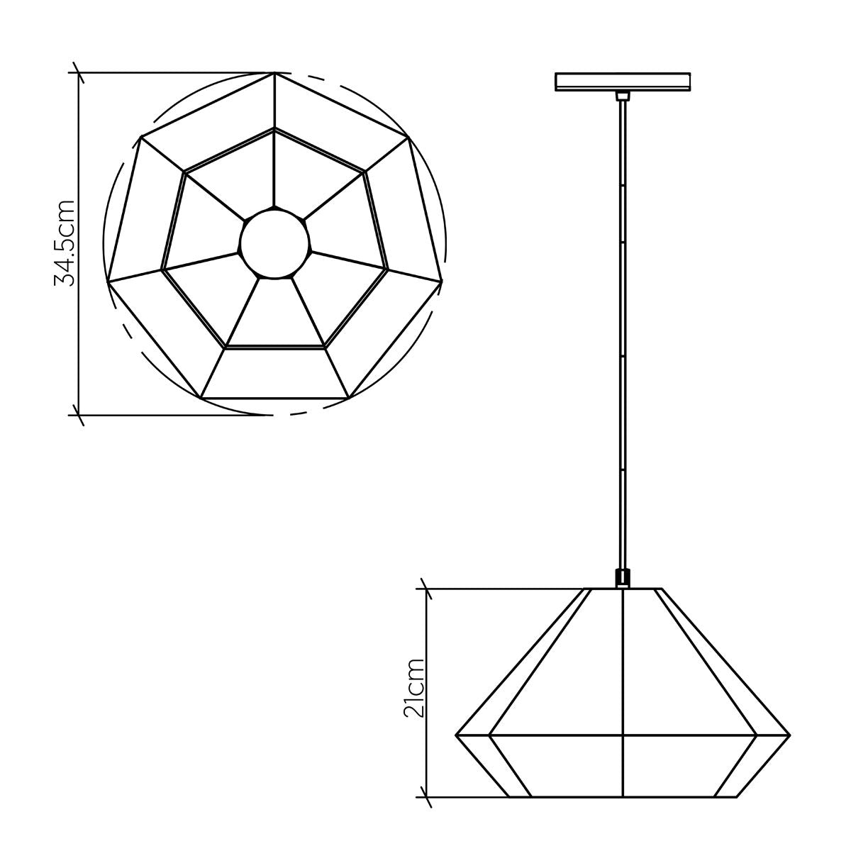 QN-DIAMOND-P-S-TEAK Diamond Pendant Light Teak