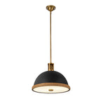 QN-DORAL-P-M-BK Doral 2 Light Pendant Matte Black/Vintage Brass