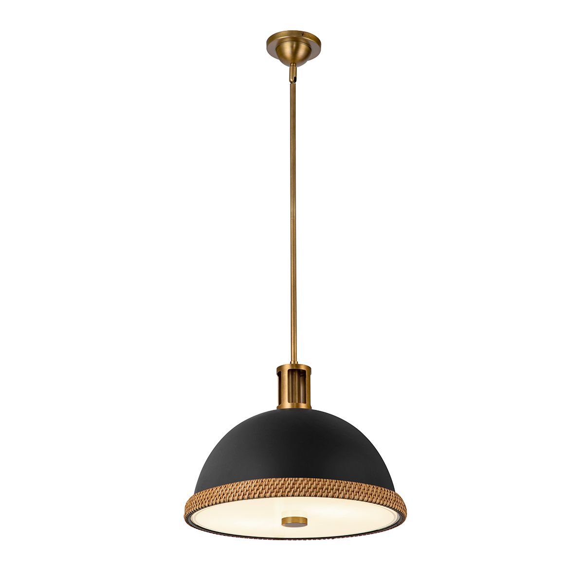 QN-DORAL-P-M-BK Doral 2 Light Pendant Matte Black/Vintage Brass
