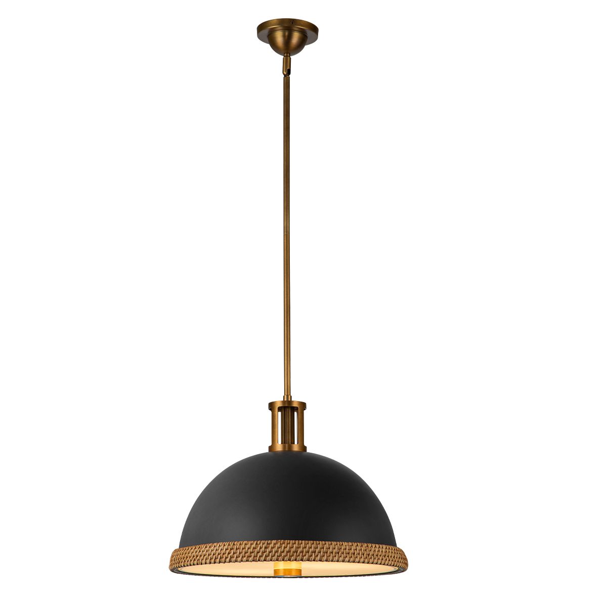QN-DORAL-P-M-BK Doral 2 Light Pendant Matte Black/Vintage Brass