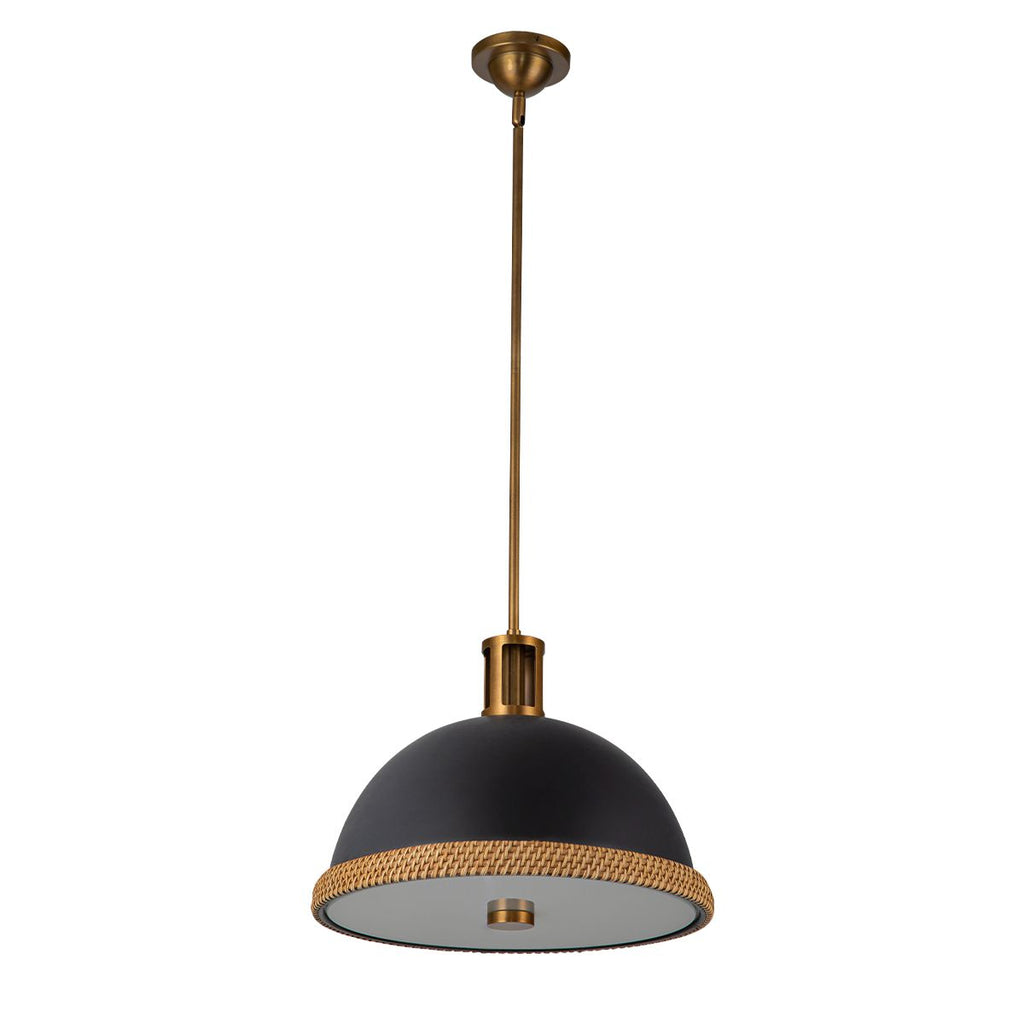 QN-DORAL-P-M-BK Doral 2 Light Pendant Matte Black/Vintage Brass