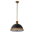 QN-DORAL-P-M-BK Doral 2 Light Pendant Matte Black/Vintage Brass