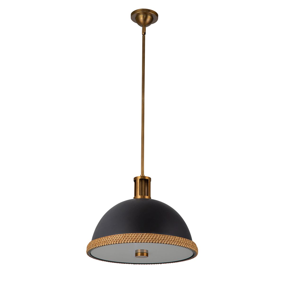 QN-DORAL-P-M-BK Doral 2 Light Pendant Matte Black/Vintage Brass