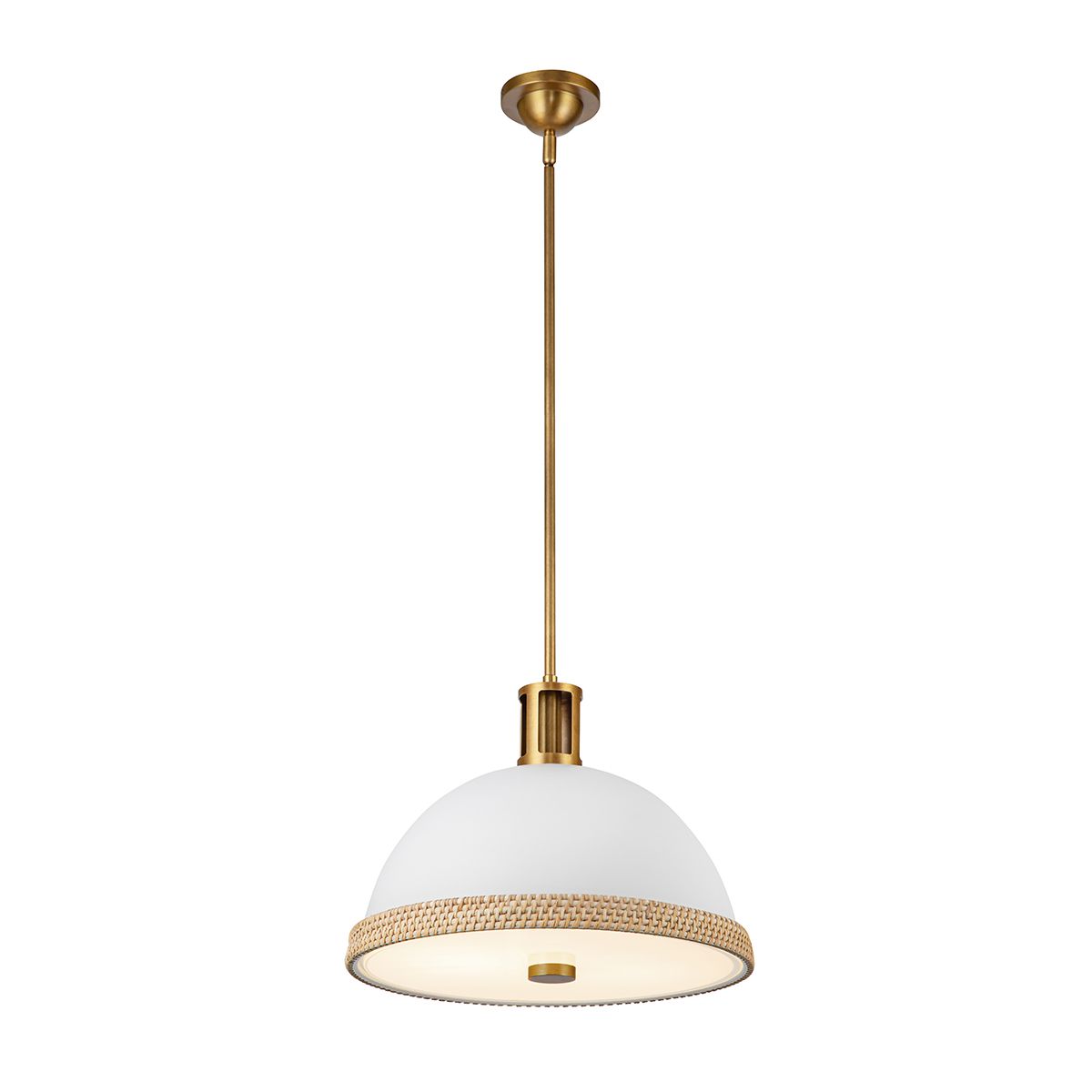 QN-DORAL-P-M-WHT Doral 2 Light Pendant Matte White/Vintage Brass