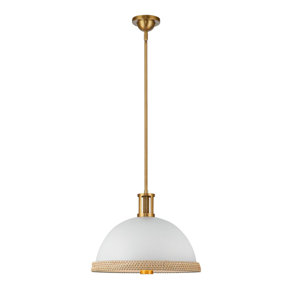 QN-DORAL-P-M-WHT Doral 2 Light Pendant Matte White/Vintage Brass