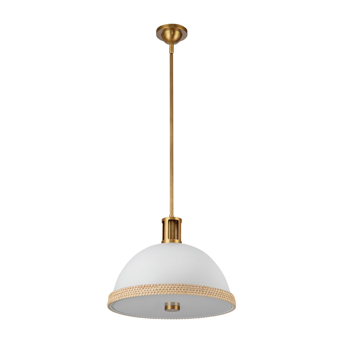 QN-DORAL-P-M-WHT Doral 2 Light Pendant Matte White/Vintage Brass