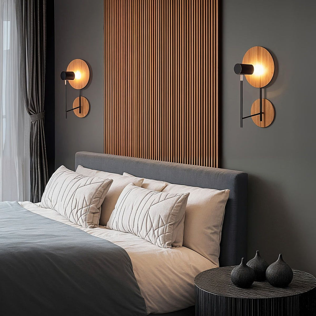 QN-DOT-WB1-TEAK Dot Wall Light Teak