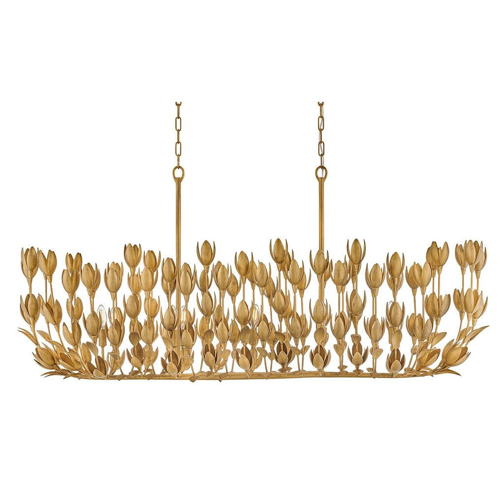 QN-FLORA10-GD Flora 10 Light Linear Chandelier Burnished Gold