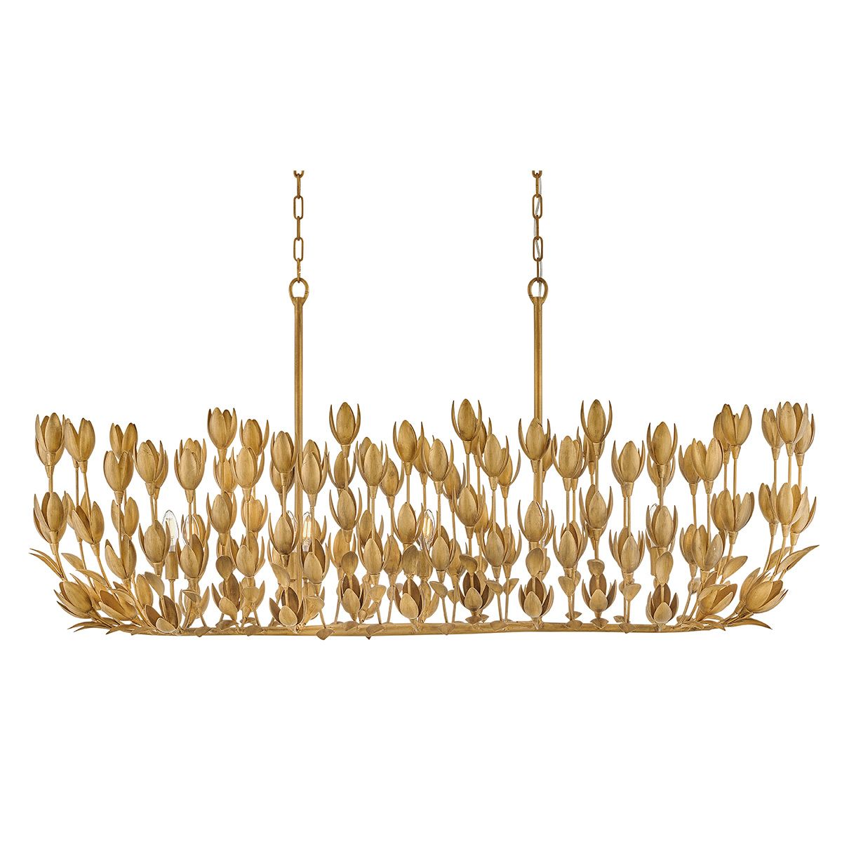 QN-FLORA10-GD Flora 10 Light Linear Chandelier Burnished Gold