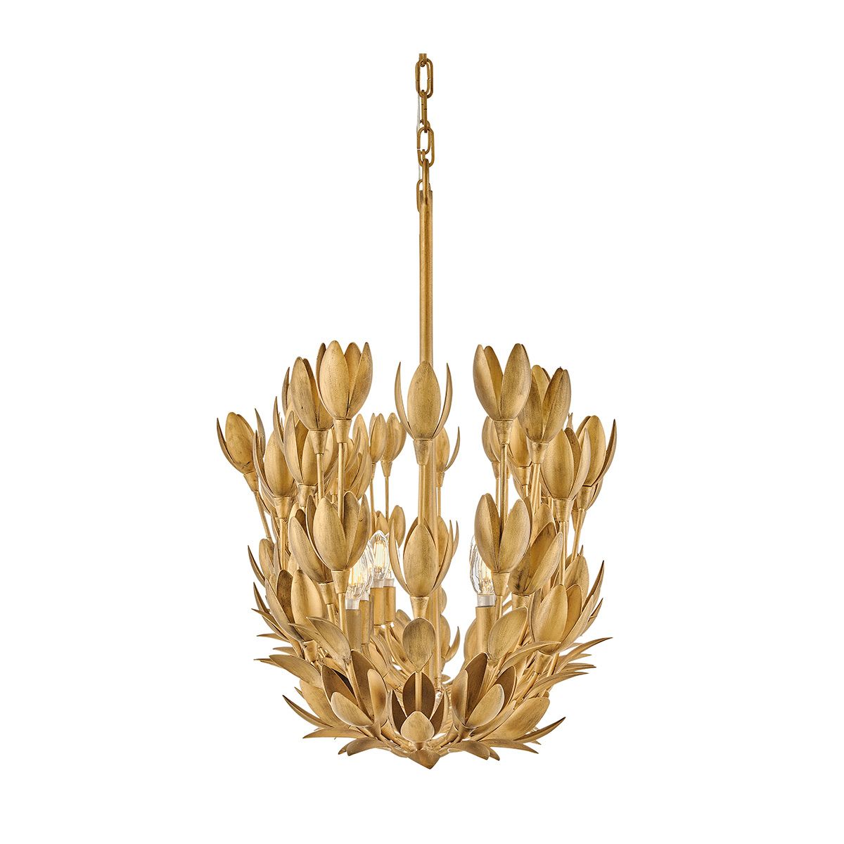 QN-FLORA10-GD Flora 10 Light Linear Chandelier Burnished Gold